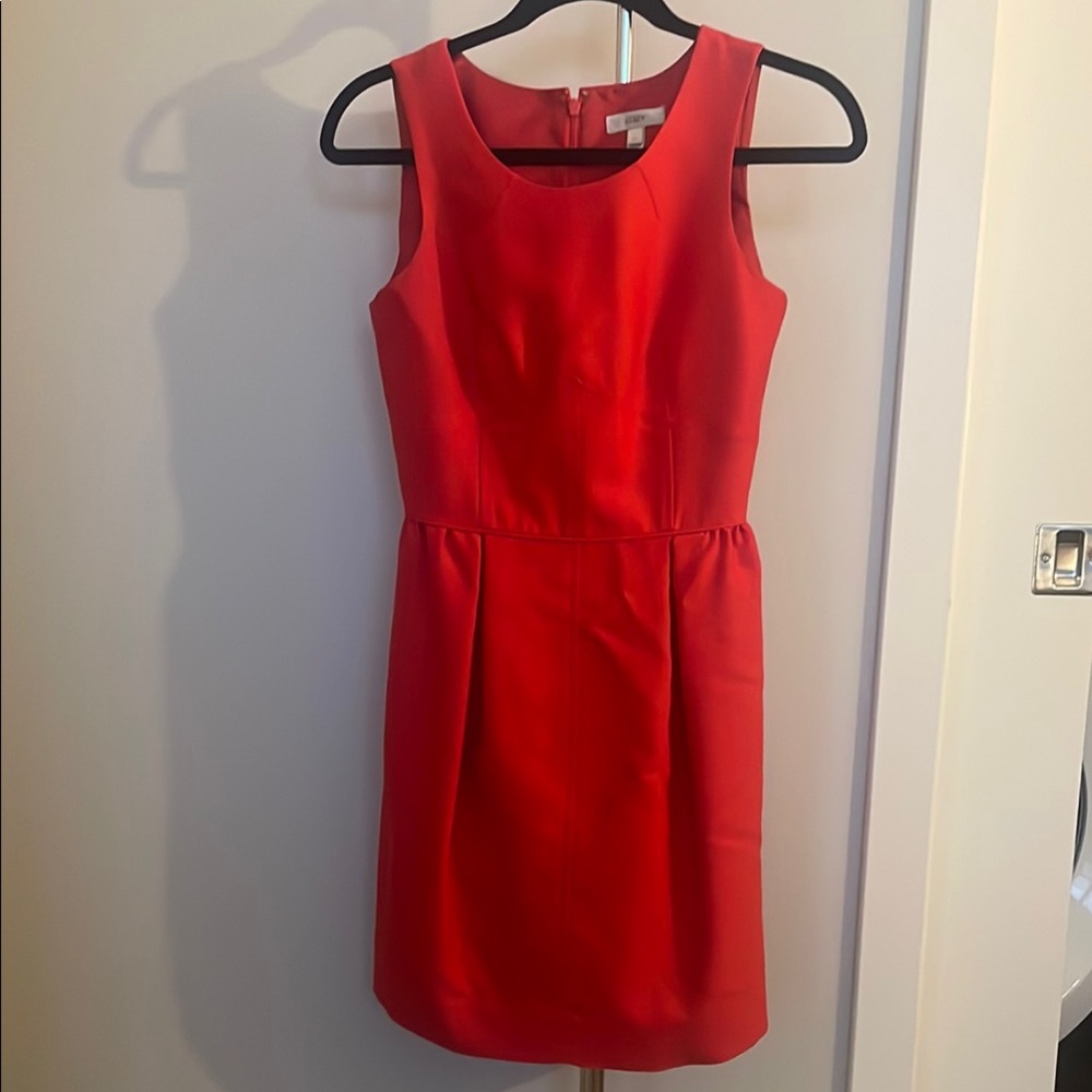 Timeless J. Crew Red “Allie Dress” Sleeveless Scoop Neck, Wool Blend, Mini dress